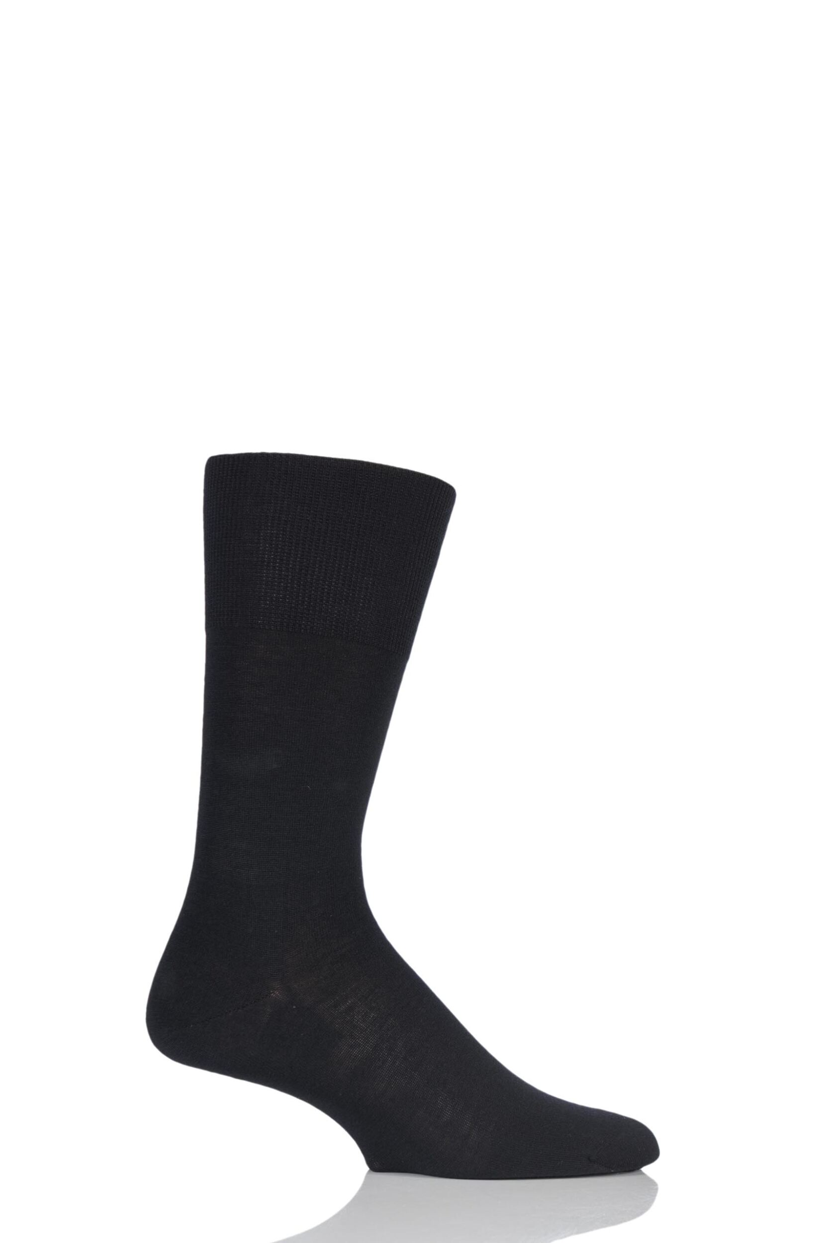 1 Pair Black Airport Plain Virgin Wool and Cotton Business Socks Men's 11.5-12.5 Mens - Falke