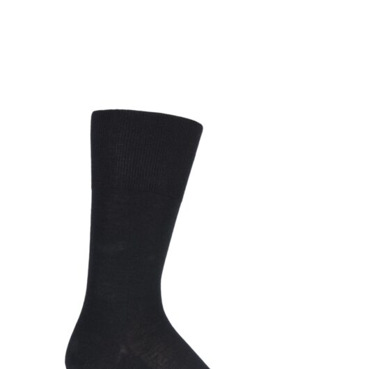 1 Pair Black Airport Plain Virgin Wool and Cotton Business Socks Men's 8.5-9.5 Mens - Falke