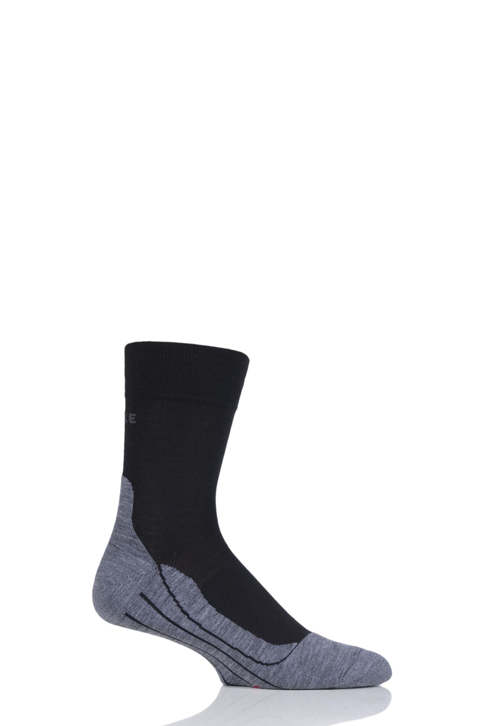 1 Pair Black RU4 Cushioned Wool Sports Crew Socks Men's 9.5-10.5 Mens - Falke