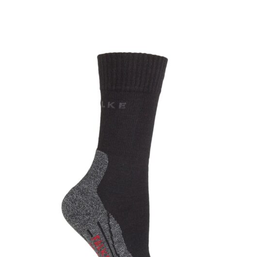 1 Pair Black TK2 Medium Volume Ergonomic Cushioned Trekking Socks Ladies 7-8 Ladies - Falke