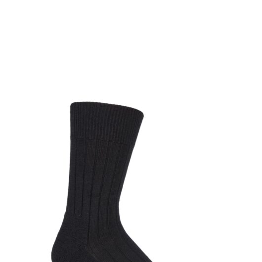 1 Pair Black Teppich Im Schuh 'Carpet In Shoe' Virgin Wool Ribbed Socks Men's 7-8 Mens - Falke