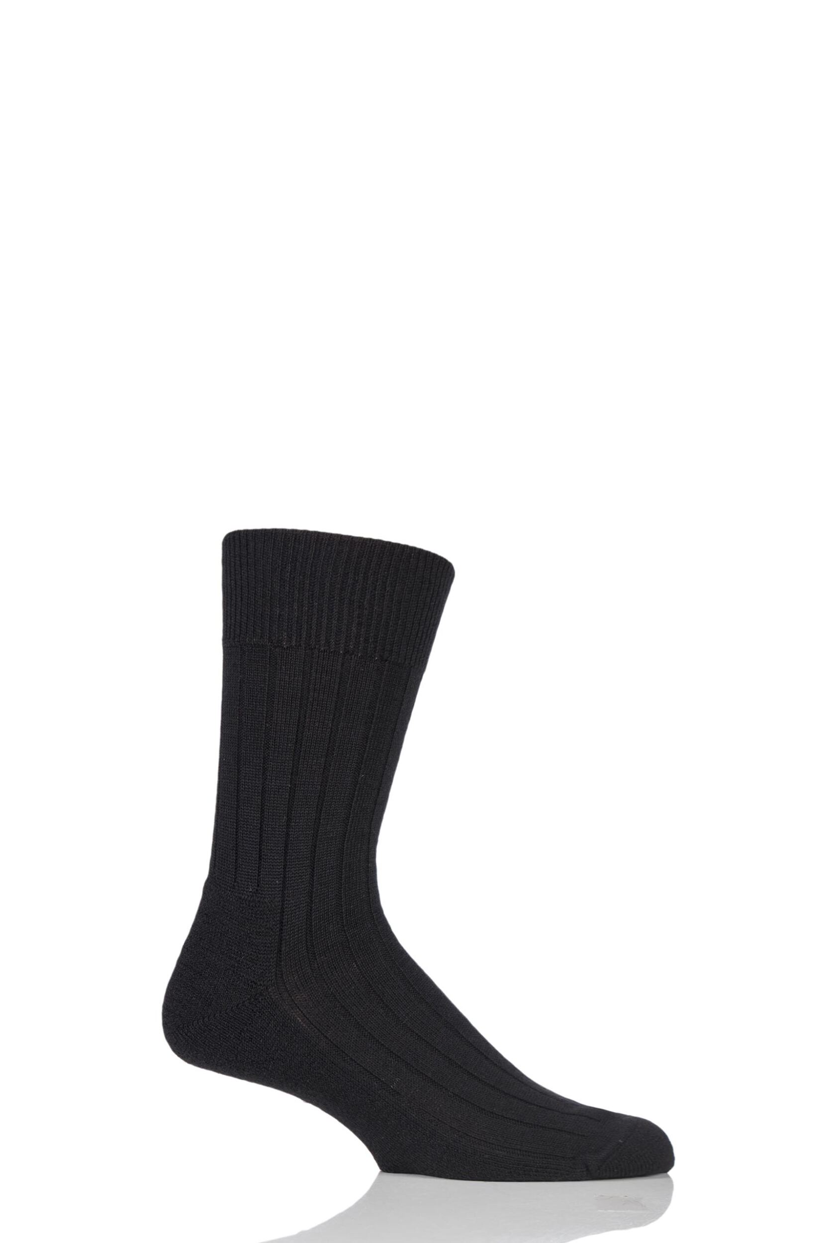 1 Pair Black Teppich Im Schuh 'Carpet In Shoe' Virgin Wool Ribbed Socks Men's 7-8 Mens - Falke