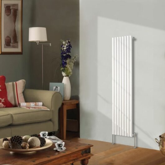 Designer Radiator 1600x472mm Single Oval Column Vertical White