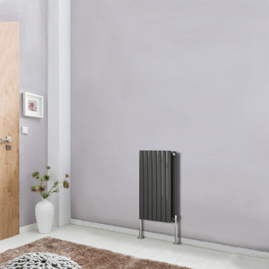 Designer Radiator Oval Column Central Heating Rads Anthracite Horizontal 600x413mm Double