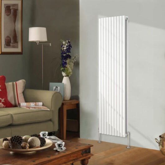 Designer Radiator Oval Column Central Heating Rads White Vertical 1800x590mm Double