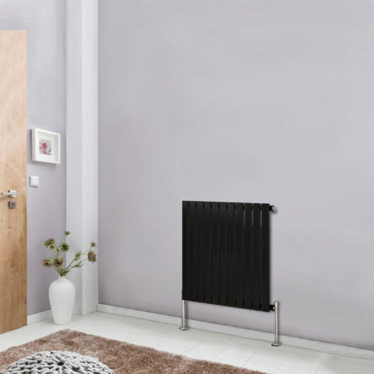 Modern Designer Radiator Black Column Flat Panel Central Heating Horizontal Single 600x748mm