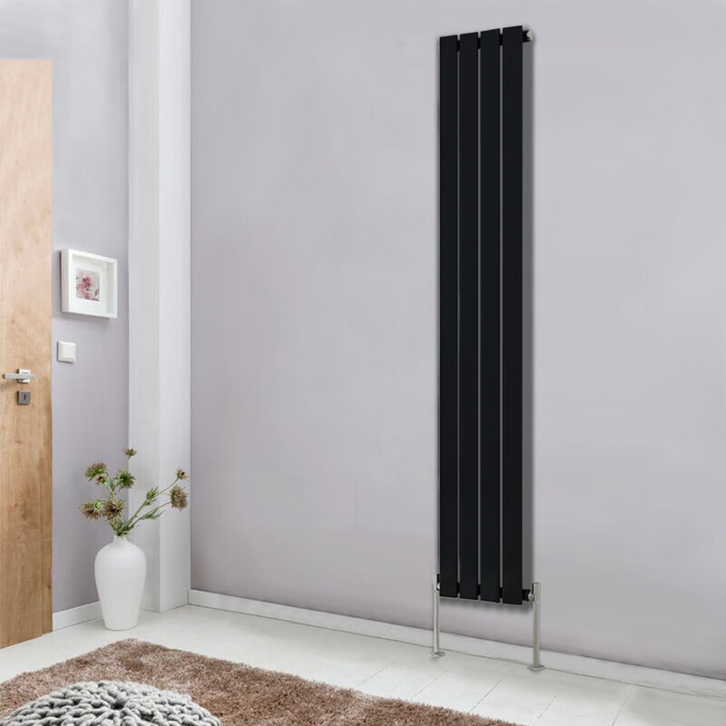 Modern Designer Radiator Black Column Flat Panel Central Heating Vertical Single 1800x272mm