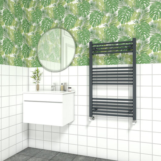 NRG - Bathroom Straight Heated Towel Rail Radiator Ladder Warmer Heating Anthracite 1000x600mm