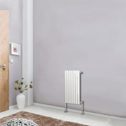 NRG - Horizontal 600x413mm Single Panel Oval Column Designer Radiator White Bathroom Central Heating