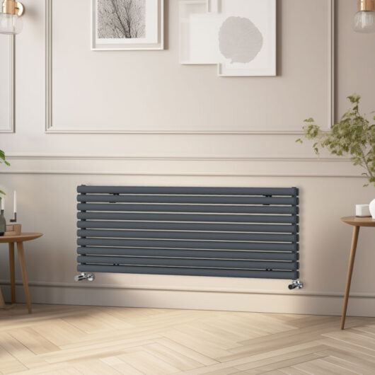 NRG Horizontal Oval Column Radiator Double Panel Rads Anthracite 1600x590 mm