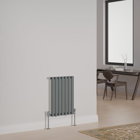 NRG - Oval Column Designer Radiator Central Heating Rads Horizontal Single 600x413mm Anthracite