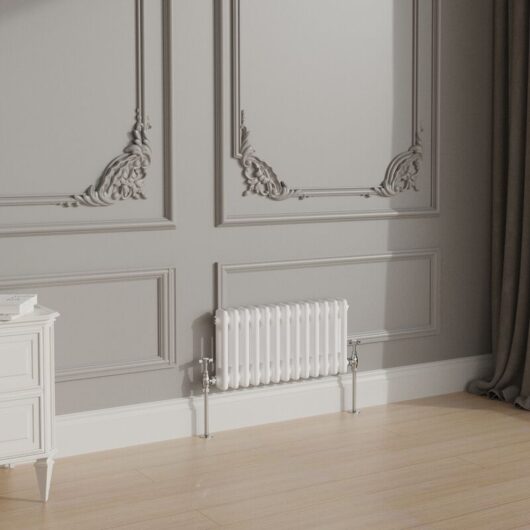 NRG - Traditional Cast Iron Style Radiator Central Heating Rads White Horizontal 2 Column 300x605mm