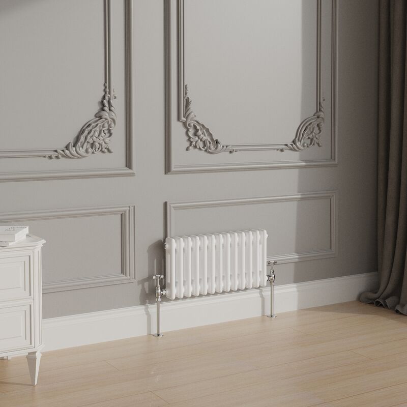 NRG - Traditional Cast Iron Style Radiator Central Heating Rads White Horizontal 2 Column 300x605mm