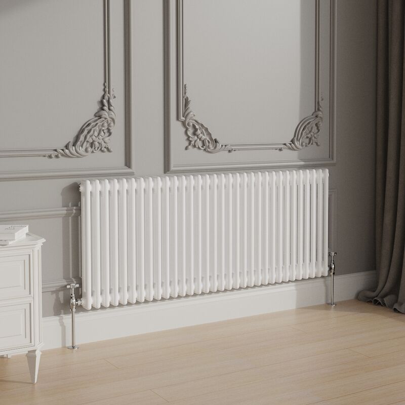 NRG - Traditional Cast Iron Style Radiator Central Heating Rads White Horizontal 2 Column 600x1460mm