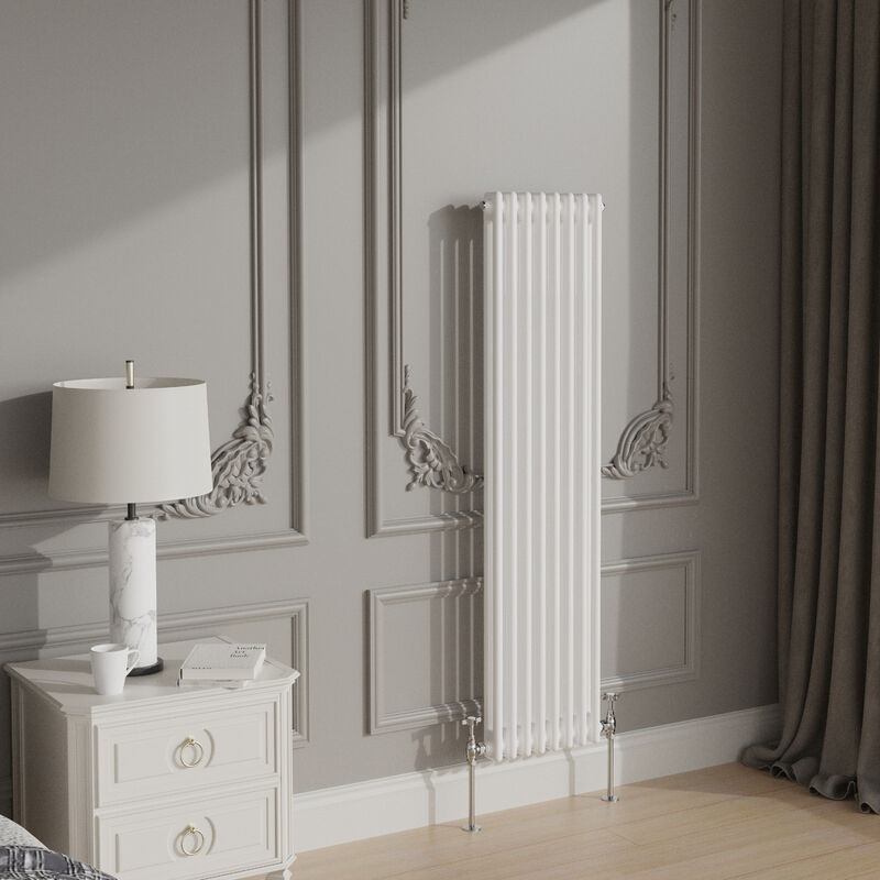 NRG - Traditional Cast Iron Style Radiator Central Heating Rads White Vertical 2 Column 1500x380mm
