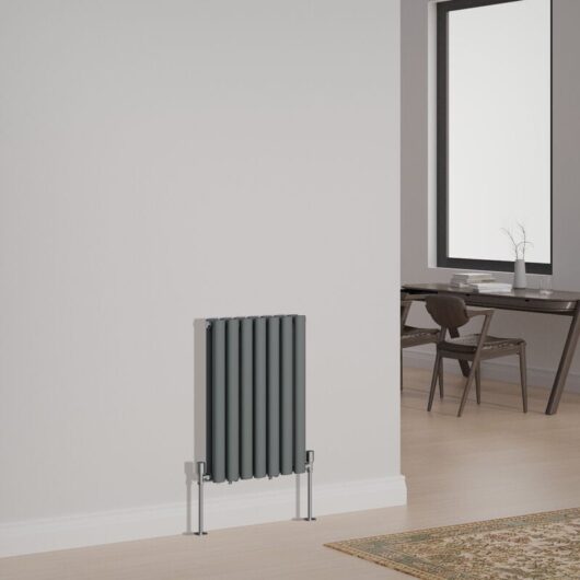 Oval Column Designer Radiator Central Heating Rads Horizontal Double 600x413mm Anthracite
