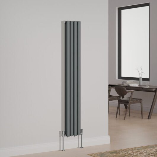 Oval Column Designer Radiator Central Heating Rads Vertical Double 1600x236mm Anthracite