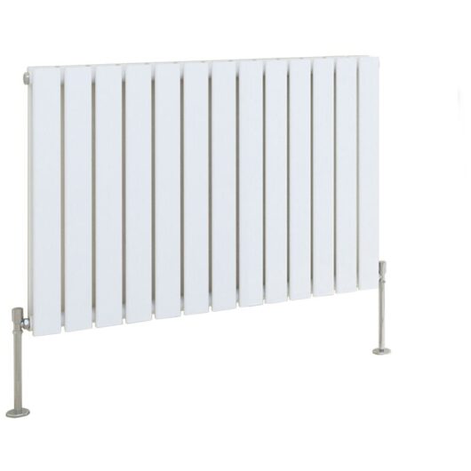 White Radiator Flat Panel Central Heating Rads with Angle Square Valve Horizontal Double 600x884mm