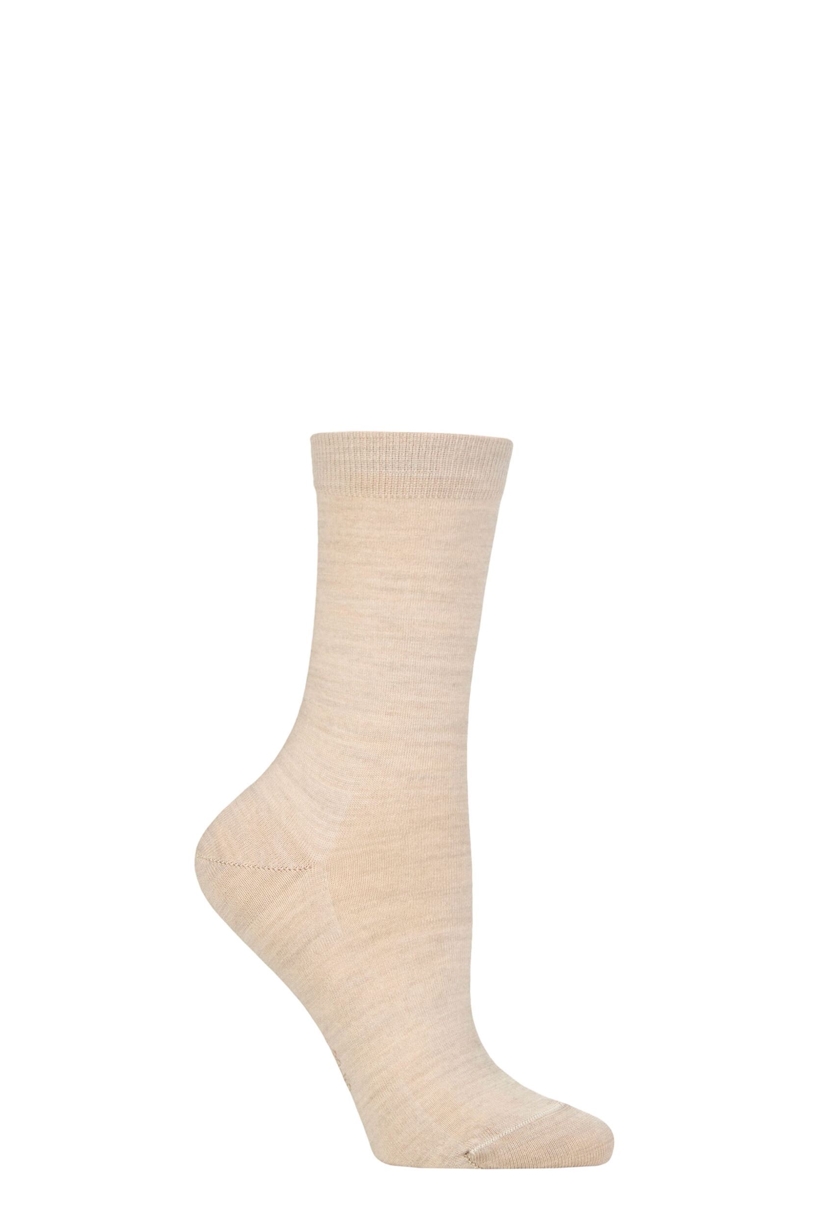Women's 1 Pair Falke Soft Merino Wool Socks Linen 4-5 Ladies