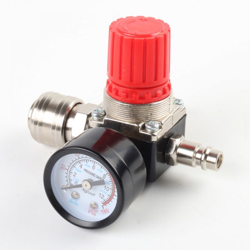 Compressed Air Pressure Reducer: 1/4 inch Compressed Air Water Separator with Gauge, 120 PSI Pressure Regulator, Compressed Air Regulator, EU