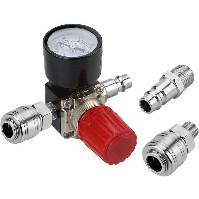 Air Pressure Regulator Three Way Valve 175psi 12bar 1/4 Inch Air Gauge Regulator for Compressor (New 3 Way Valve)