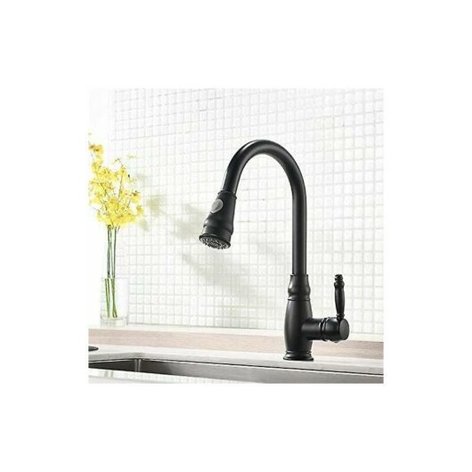 Dewdat - Kitchen faucet for sink Kitchen faucet with pull-out spray Single lever mixer, black