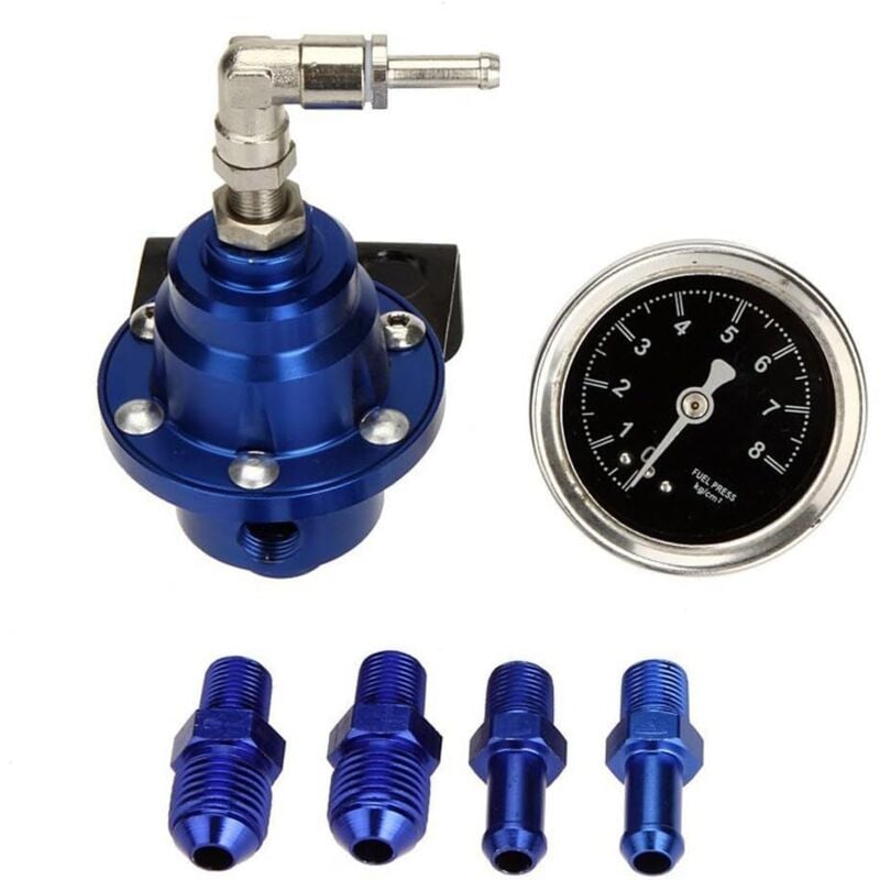 High Performance Car Fuel Pressure Gauge Adjustable Fuel Pressure Regulator Blue