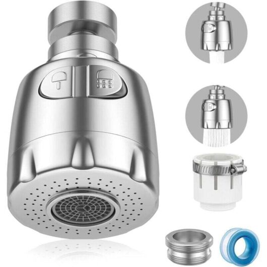 Mumu - 360° Rotatable Faucet Aerator, Kitchen Faucet Nozzle, Sink with Filter Head Regulator, 2 Modes, Faucet Aerator, Faucet Atomizer, Kitchen