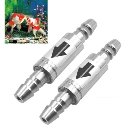 Piece of stainless steel one-way check valve for anti-backflow CO2 line, 4 mm hose, regulator, diffuser in aquarium system Mumu