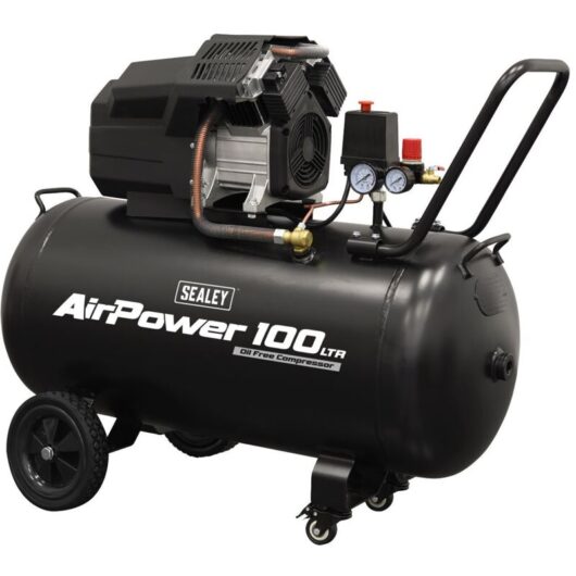 Sealey - SAC10002 Air Compressor 100L V-Twin Oil Free Direct Drive 3hp