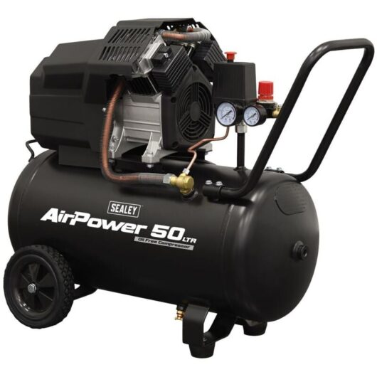 Sealey - SAC5002 Air Compressor 50L V-Twin Oil Free Direct Drive 3hp