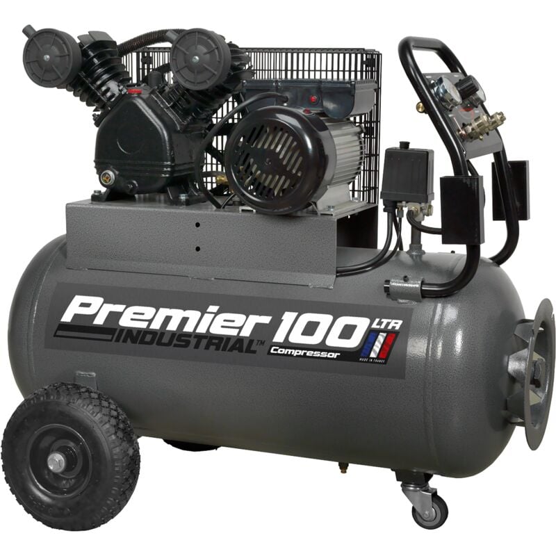 Sealey - SAC3103B Premier 100L Belt Drive Air Compressor with Front Control Panel 3hp