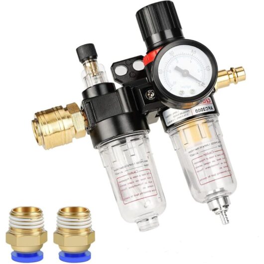1/4' Air Compressor Pressure Reducer, 1/4' Pressure Reducer with Gauge, Compressor Regulator Filter - Csparkv