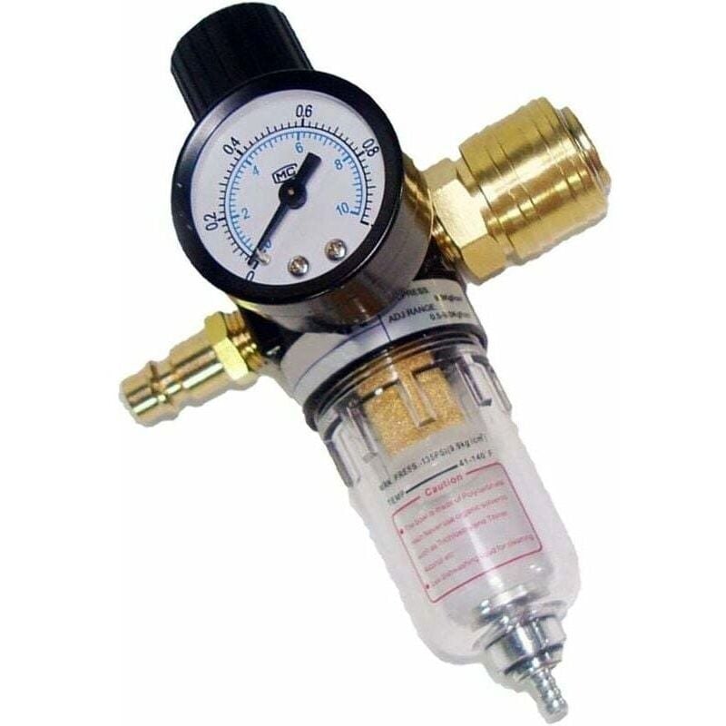 Pressure Reducer Compressed Air Maintenance Unit 1/4" Pressure Regulator with Water Separator and German Quick Couplers for Compressor Filter and