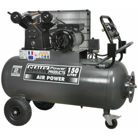 Sealey - Air Compressor 150L Belt Drive 3hp with Front Control Panel SAC3153B