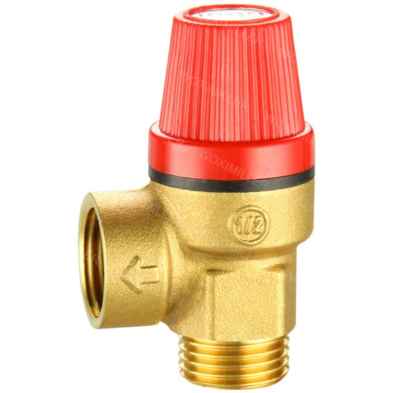 Tinor - 1/2' Male Pressure Relief Valves - Brass Safety Valve for Water/Oil/Gas (6 Bar)