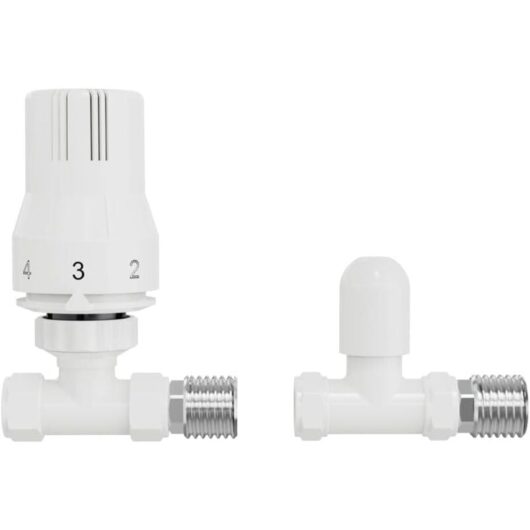 White Straight Thermostatic Radiator Valves 15mm - Warmehaus