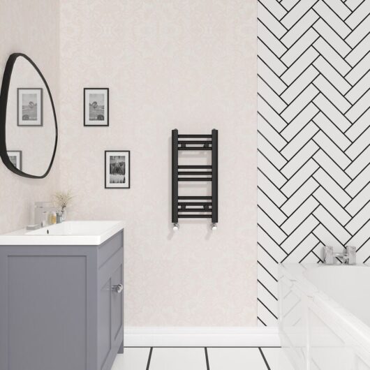 Bathroom Straight Heated Towel Rail Radiator Ladder Warmer Heating Black 600x300mm