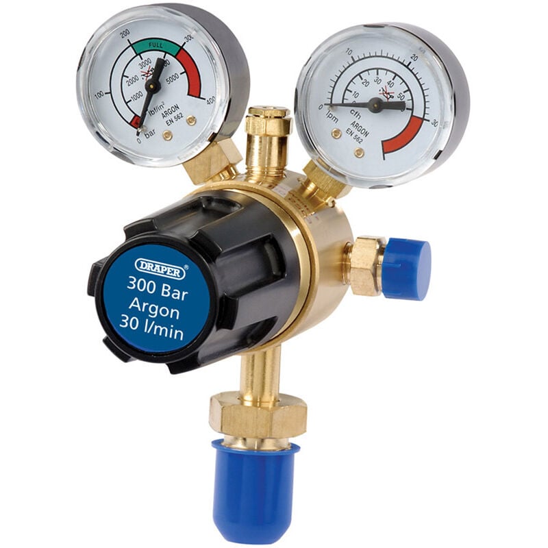 Draper 300 Bar Argon Regulator (Model 35017) - High-Pressure Welding Regulator for Argon Gas