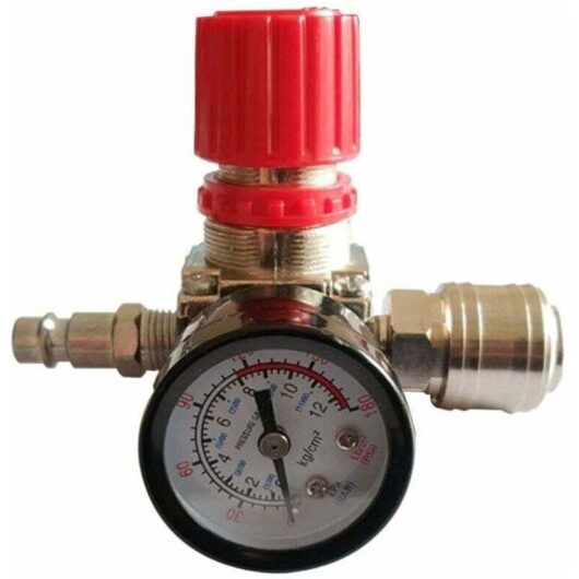 1/4" pressure regulator for air compressors, pneumatic pressure regulator, Guazhuni pressure regulating valve with fitting 180 psi 12 bar (three-way