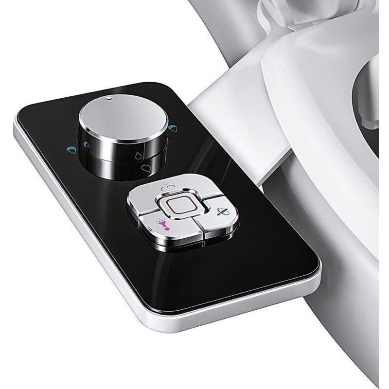 Non-electric bidet sprayer with dual self-cleaning telescopic nozzles - Front and rear cleaning - Adjustable cold water button