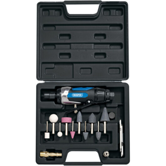 Draper - air die grinder 15PC 1/4'' polisher sander kit in case 83736
