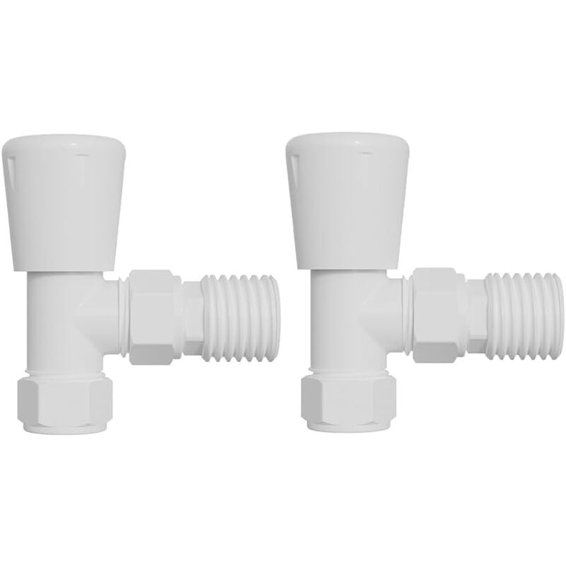 Towel Radiator Valves Round 15mm White Angled - Warmehaus