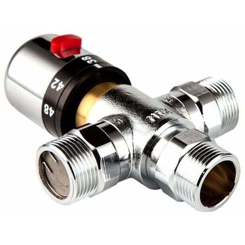 3-way solid copper thermostatic mixing valve, 3/4 inch solar water heater valve, temperature control valve (1 piece)
