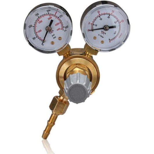 ALOVZE MINI pressure regulator, pressure reducer, argon CO2/nitrogen gas pressure regulator for MIG/MAG/TIG welding 315 bar - Gold