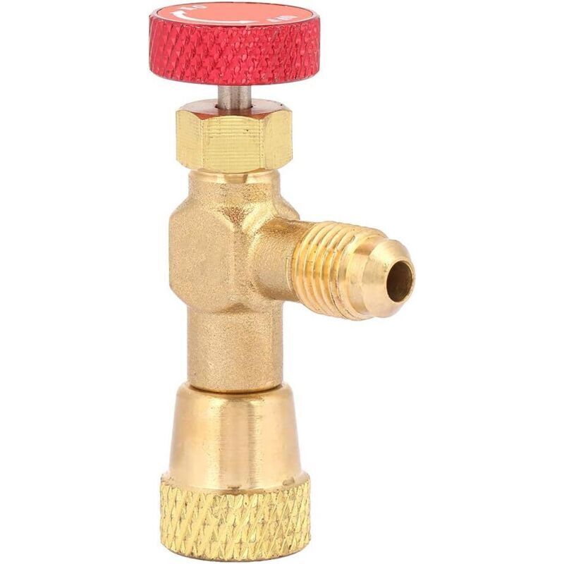 Flow control valve, R410A refrigerant charging valve 1/4" - 5/16" brass adapter flow regulator ball valve for refrigerant charging hose