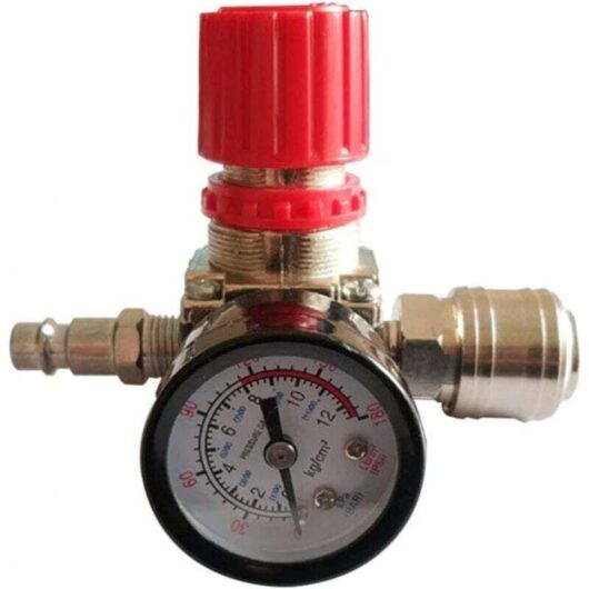 1/4" Air Compressor Pressure Regulator Pneumatic Pressure Regulator, Pressure Regulating Valve with Fitting 180psi 12bar (Three-Way Valve)