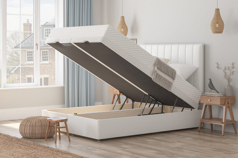 Classic Memory Foam Mattress + Ottoman Divan Bed, Silver, End Ottoman, Single
