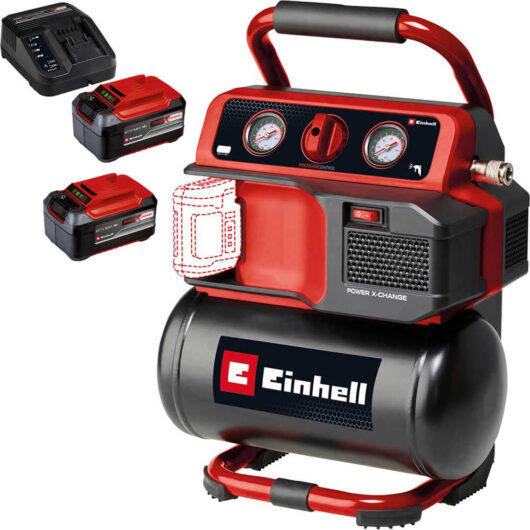 Einhell TE-AC 18/75 Li OF 18v Cordless Oil Free Air Compressor 5 Litre 2 x 5.2ah Plus Li-ion Battery Charger