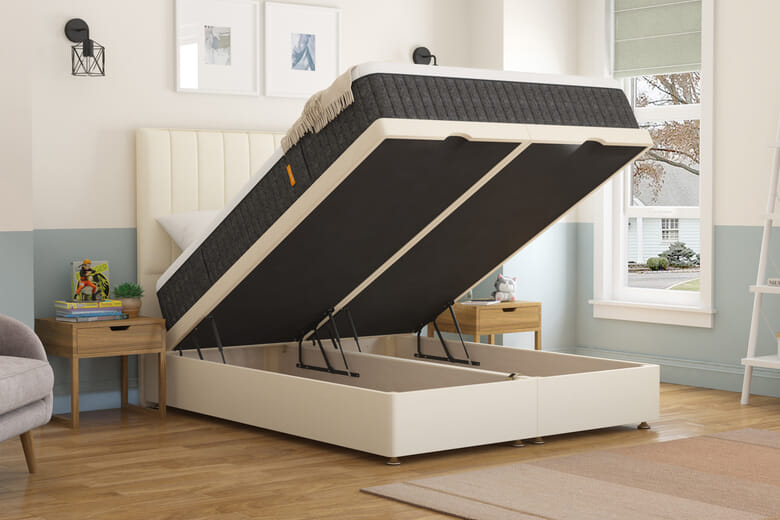 Emma Original Pro Mattress + Ottoman Divan Bed, Silver, End Ottoman, Single